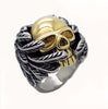 Gold Skull Wings Stainless Steel Ring