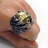 Gold Skull Wings Stainless Steel Ring