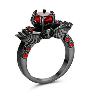 Luxury Ruby CZ Skull Ring