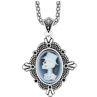 Antique Silver Plated Cross Skull Pendant Necklace