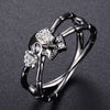 Gun Black Cross Skull Rose Flower Ring