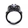 CZ Floral Skull Design Engagement Rings