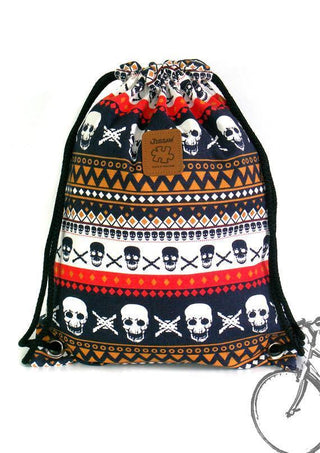 Skull Canvas Drawstring Cotton Backpack
