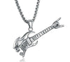 Guitar Punk Skull Stainless Steel Pendants Necklaces