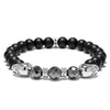 Multi-Color Natural Stone Matte Skull Bracelets
