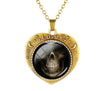 Glass Domed Heart Shape Love Skull Necklaces
