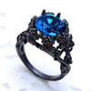 Vintage Lake Blue Skull CZ Ring