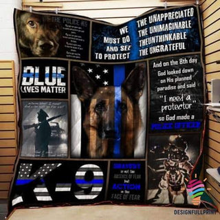 Gifts for Police Officers K9 Police Officer Blue Lives Matter Blanket and Quilt Blanket HG