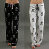 Skull Casual Low Waist Flare Wide Palazzo Pajama Pants - designfullprint
