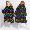 LGBT Pride Gift Idea Colorful Hearts LGBT Wearable Blanket Snug Hoodie For Teens And Adults NHD