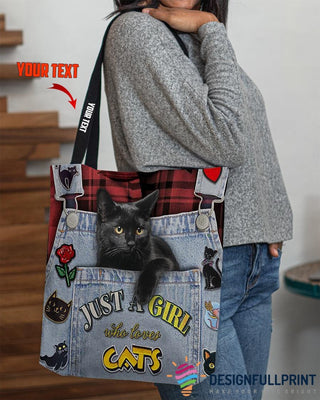 Personalized Just A Girl Who Loves Cats Tote Bag HG Gifts For Cat Lovers