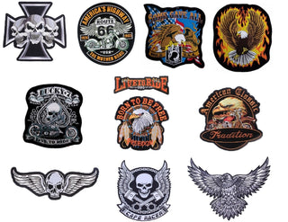 Embroidered Leather Biker Patches