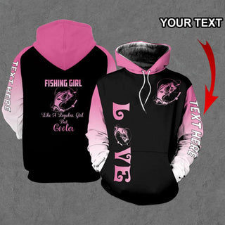 Fishing Gifts Fishing Girl Pink Sleeves Personalized US Unisex Size Hoodie