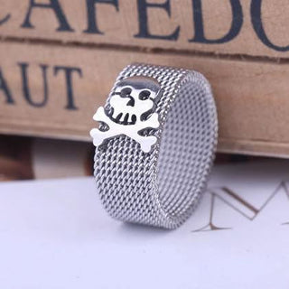 Stainless Steel Punk Skull Net Ring