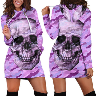 Skull Gift Violet Camo Skull Hoodie Dress