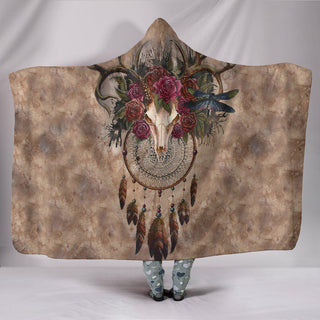 Ultra Soft Wool 3D Deer Skull Dreamcatcher Hooded Blanket 013 - designfullprint