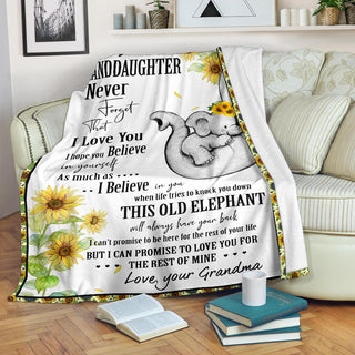Gift For Elephant Lover Gift For Grandma Grandma to grand daughter Elephant Sunflower Blanket