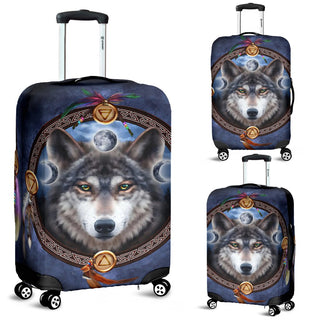 Washable Spandex Wolf Dreamcatcher Print Luggage Cover 003 - designfullprint