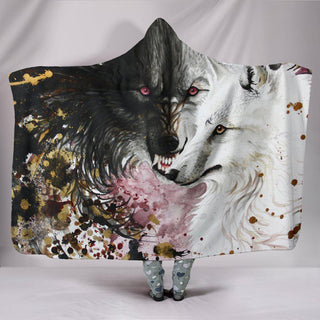Ultra Soft Wool 3D Wolf Painting Hooded Blanket 001 - designfullprint