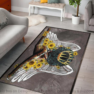 Black Pride Sunflower Angel Black Queen Rug LN Black And Proud Rug
