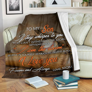 Gift For Mom Baseball Mom to Son Premium Fleece Blanket