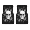 3D Skull design Universal-Fit Car Mat - DARK SKULL Black and White Skull Design (Set of 02) 002 - designfullprint