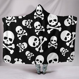 Skull Crossbones Hooded Blanket - designfullprint