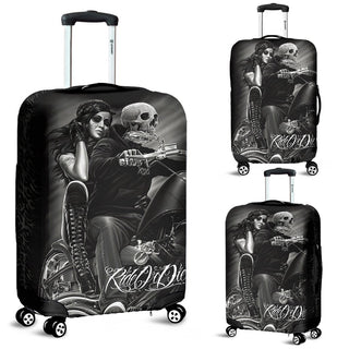 3D Skull Gothic Biker Luggage Cover 009 - designfullprint
