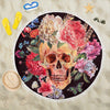 Ultra-soft & Lightweight Round Beach Blanket - Skull Flower Headdress 006 - designfullprint
