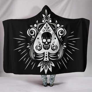 Skull Tattoo Design Black Hooded Blanket