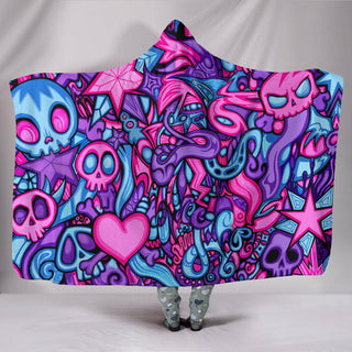 Ultra Soft Wool 3D Skull Hooded Blanket 005 - designfullprint