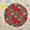 Ultra-soft & Lightweight Round Beach Blanket - Sugar Skull Roses Garden 010 - designfullprint