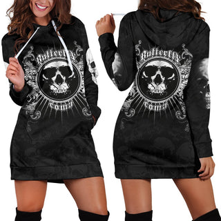 Gift For Butterfly Lover Skull Gift Comma Butterfly Skull Hoodie Dress 005
