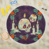 Lightweight Round Beach Blanket - Sugar Skull Skull Candle Mexican Skull 001