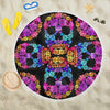 Lightweight Round Beach Blanket - Sugar Skull Skull Floral 005
