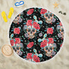 Lightweight Round Beach Blanket - Sugar Skull Skull Floral Skull and Roses 003
