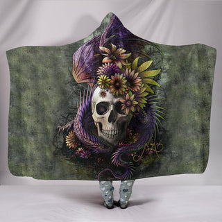 Ultra Soft Wool 3D Skull and Dragon Hooded Blanket 014 - designfullprint