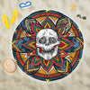 Ultra-soft & Lightweight Round Beach Blanket - Skull Floral 007 - designfullprint