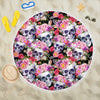 Ultra-soft & Lightweight Round Beach Blanket - Skull of Flower Garden 008 - designfullprint