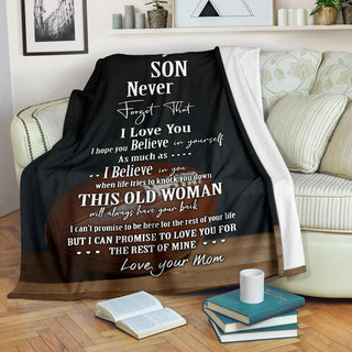Gift For Mom Football Mom to Son Premium Fleece Blanket Mother Day Gift