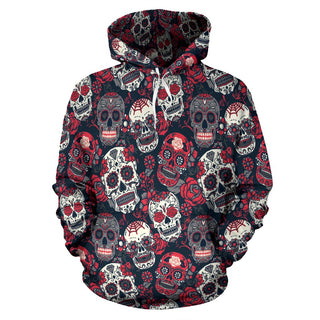 Red & White Skull Hoodies - designfullprint