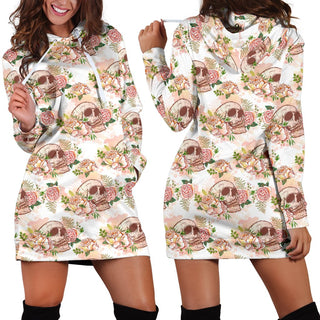 Floral Skull Hoodie Dress 004 - designfullprint