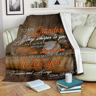 Gift For Grandma Grandma to grandson Baseball Premium Fleece Blanket