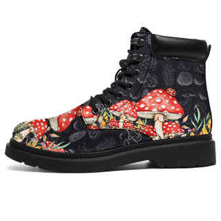 Gift For Hippie Black Mushroom Boots Mushroom Shoes