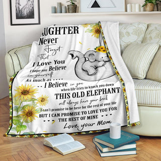 Gift For Elephant Lover Gift For Mom Elephant Sunflower Mom to Daughter Mommy Love Premium Blanket Mother Day Gift