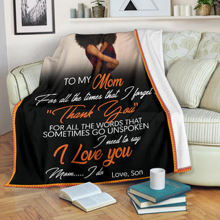 Black Pride Gift For Mom Son to Mom Black Premium Blanket