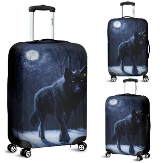 Washable Spandex Wolf and The Moon Print Luggage Cover 002 - designfullprint