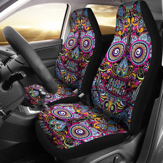Universal Fit Polyester Fabric 3D Skull Car Seat Cover Set 010 - designfullprint