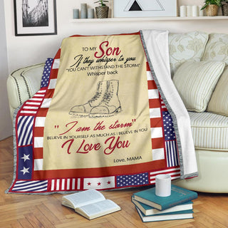 Gift For Veteran Mom Mother Day Gift Mom to Son Armed Force Veteran Premium Blanket