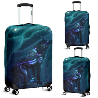 Washable Spandex Galaxy Wolf Print Luggage Cover 004 - designfullprint